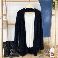 Fuzzy Cardigan - Classic Black ~ In Store