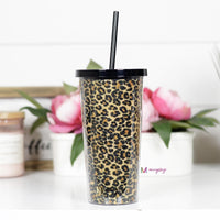 Brown Leopard Glitter Tumbler ~ In Store