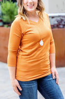 MARKDOWN ~ Kennedy Silver Stripe Top - Pumpkin~In Store