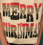 Distressed Leopard Merry Christmas Tee ~ In Store
