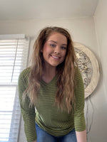 MARKDOWN ~ Kennedy Silver Stripe Top - Chartreuse~In Store