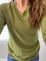 MARKDOWN ~ Kennedy Silver Stripe Top - Chartreuse~In Store