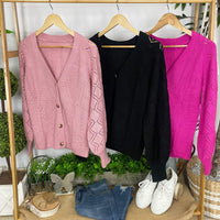 Beverly Button Cardigan - Mauve ~In Store