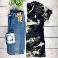 MARKDOWN ~ Olivia Tee - Black and Cream Tie Dye ~ In Store