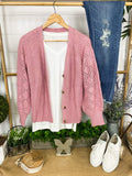 Beverly Button Cardigan - Mauve ~In Store