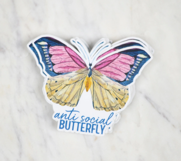 Anti Social Butterfly Sticker Decal