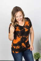 MARKDOWN ~ Olivia Tee - Black and Orange Tie Dye ~ In Store